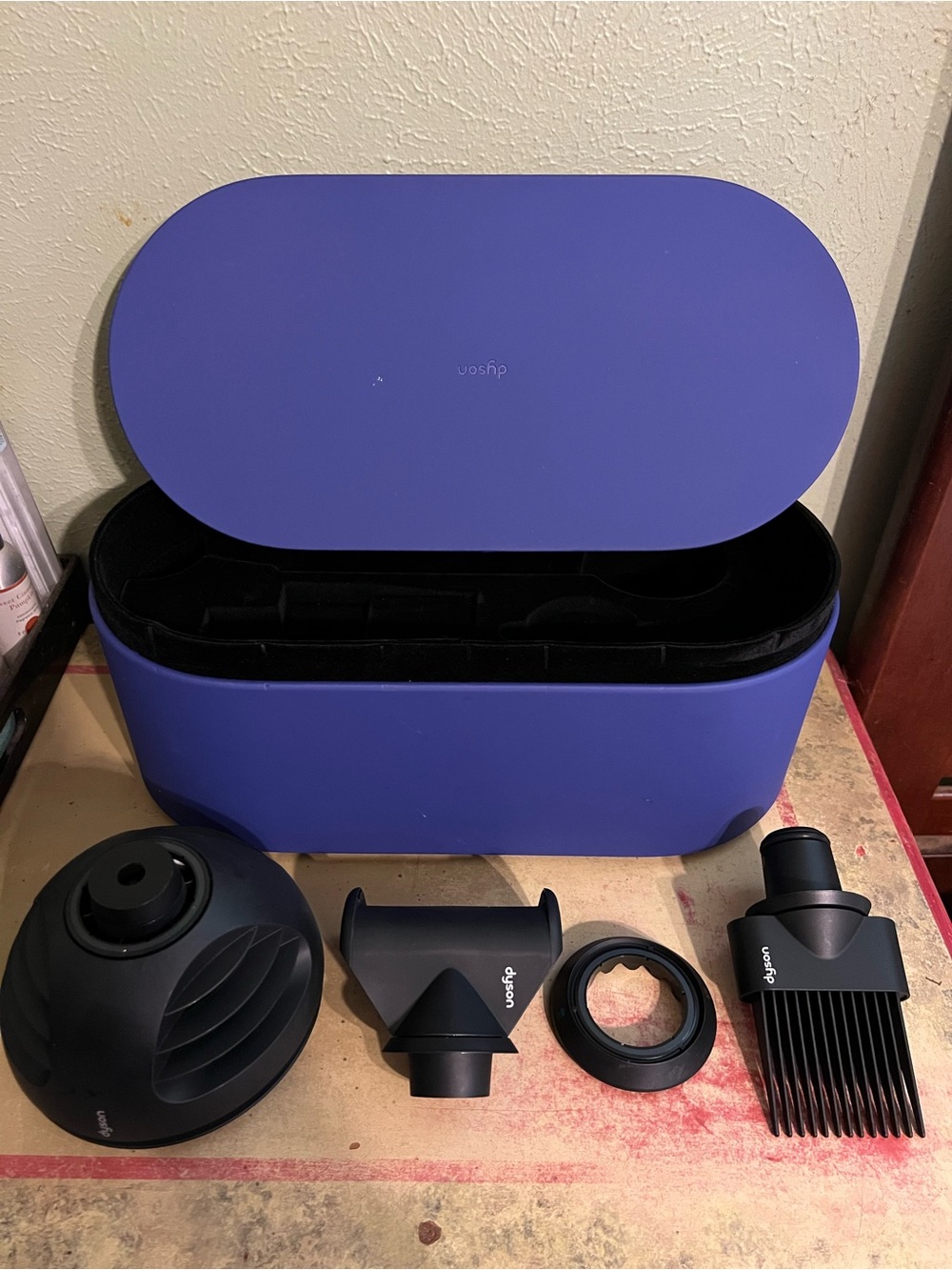 Genuine Dyson Purple Hair Dryer Presentation Storage Case & Accessories No Dryer